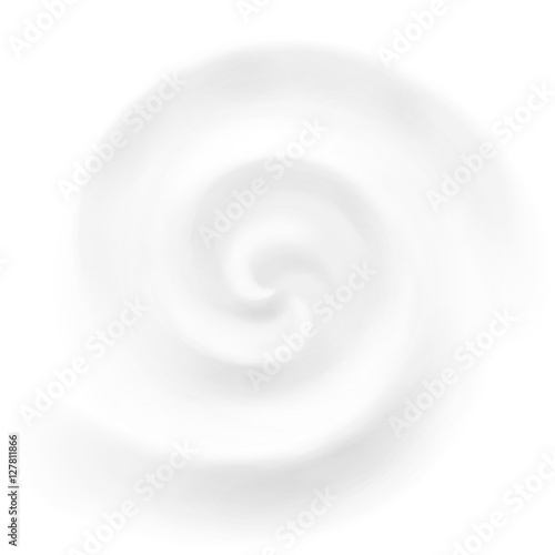 Vector yogurt or milk swirl background, white cosmetics cream product whirlpool and vortex.