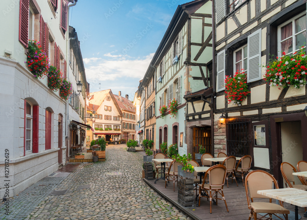 street of Petit France medieval district of Strasbourg,Alsace France