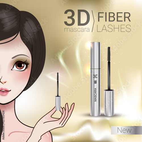 Vector Illustration with Manga style girl and mascara.