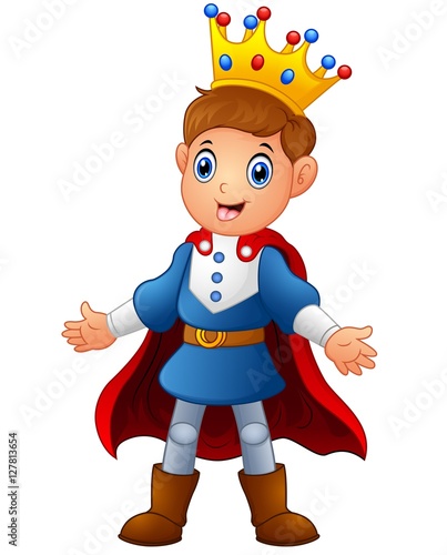 Cute boy prince with red cloak 