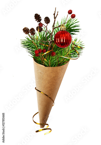 Christmas bouquet with pine...