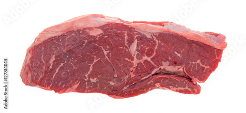 Photos Short cut rump steak on a white background top view.