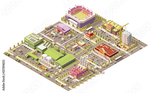 Vector isometric low poly city