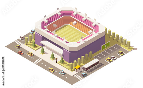 Vector isometric low poly soccer stadium