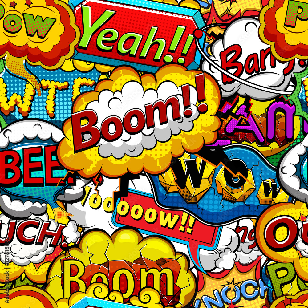 Multicolored comics speech bubbles seamless pattern illustration