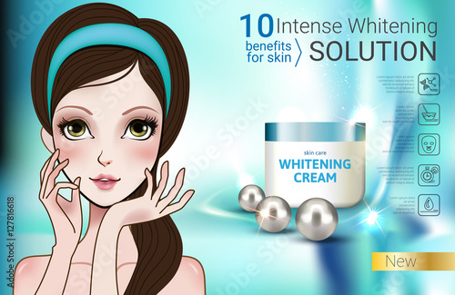 Vector Illustration with Manga style girl and cream container.