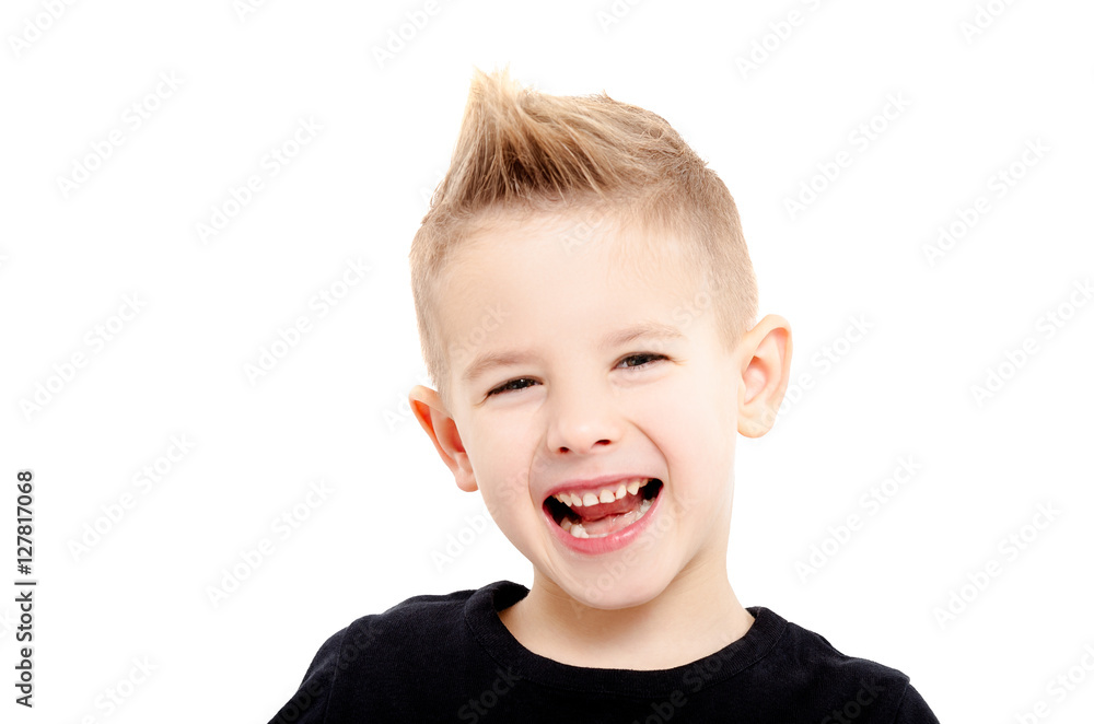 Portrait of attractive laughing boy with stylish hairstyle Portrait of attractive laughing boy with stylish hairstyle