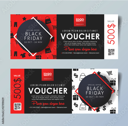 Black Friday voucher card vector template