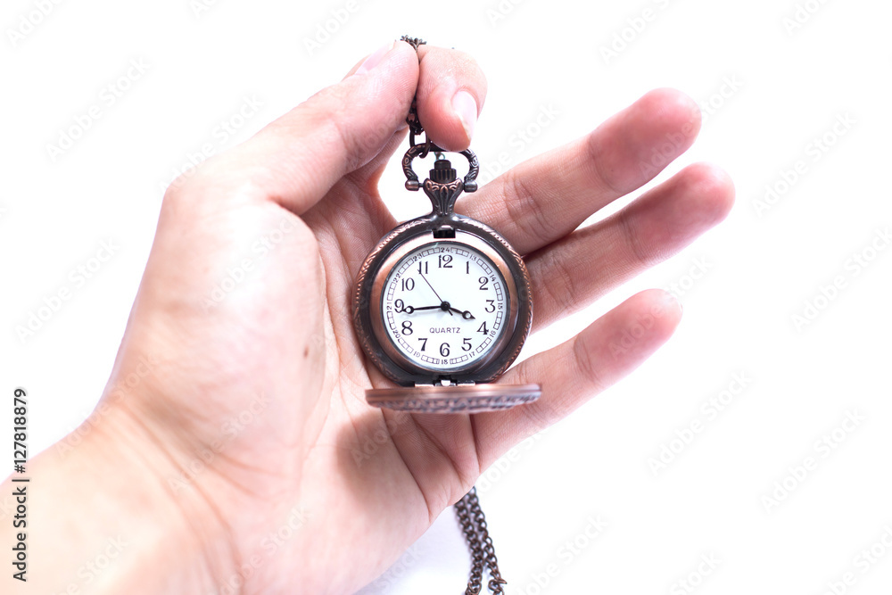 old pocket watch on white background old pocket watch on white background