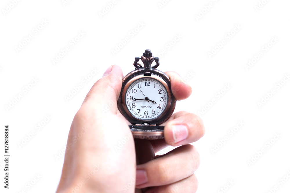 old pocket watch on white background old pocket watch on white background