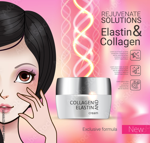 Vector Illustration with Manga style girl and collagen cream