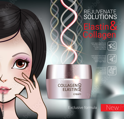 Vector Illustration with Manga style girl and collagen cream