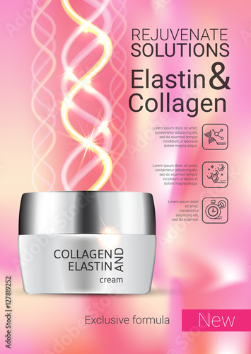 Vector Illustration with Collagen and Elastin cream