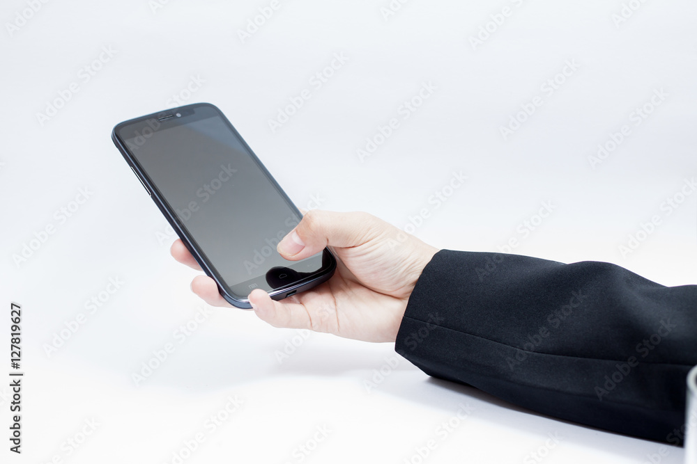 Isolated male hands holding the Smartphone Isolated male hands holding the Smartphone