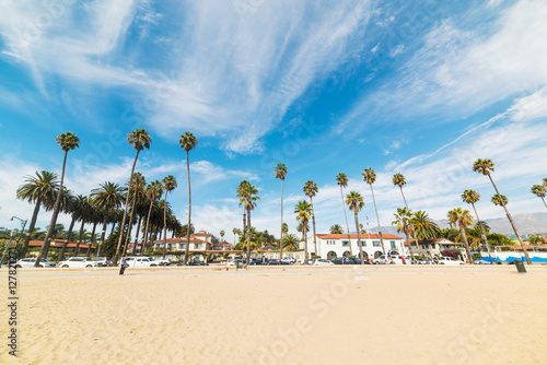 Konstfotografi Palm trees by the shore in Santa Barbara