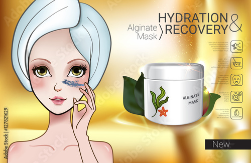 Vector Illustration with Manga style girl and Alginate Mask