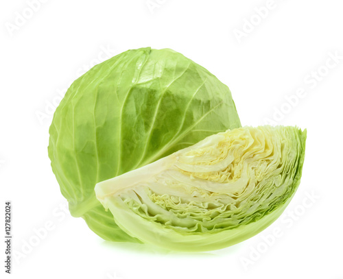 Slika na platnu Green cabbage isolated on white background