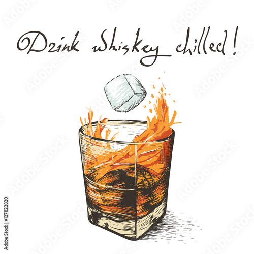 ice falls in whiskey