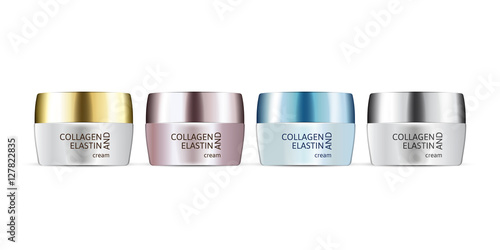 Vector illustration of realistic cream containers isolated on white background.