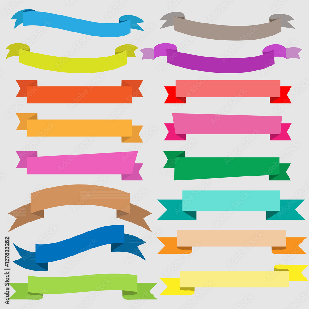 Colorful Banner ribbon scroll collection vector