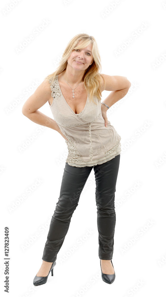 Full length portrait of mature blond woman Full length portrait of mature blond woman