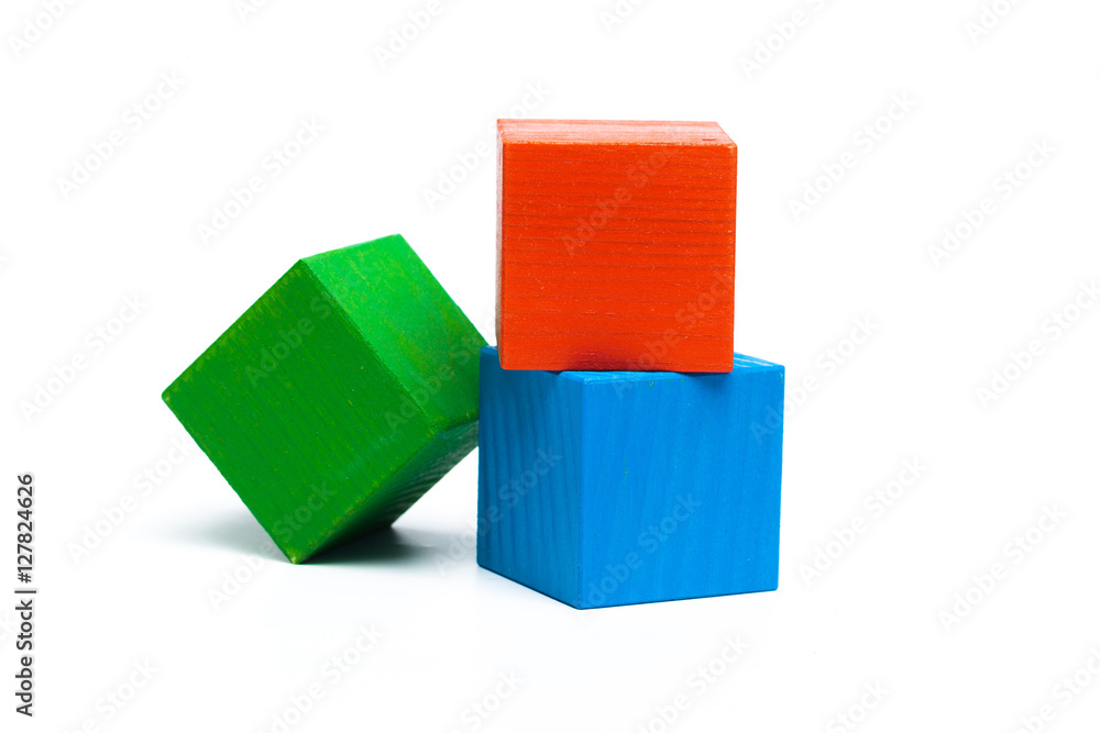 colored children cubes on white isolated background colored children cubes on white isolated background