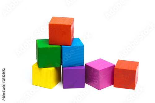 colored children cubes on white isolated background
