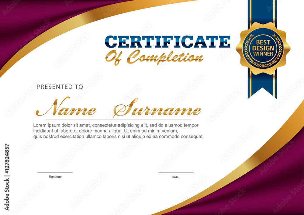 Fototapeta premium horizontal certificate template, diploma, vector