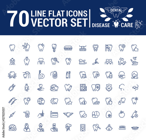 Fototapet Vector set of flat graphic icon, line, contour, thin design