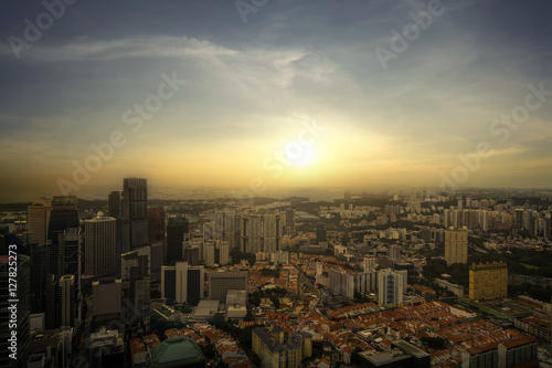 scene of sunset of cityscape and resident area - can use to display or montage on product © bank215