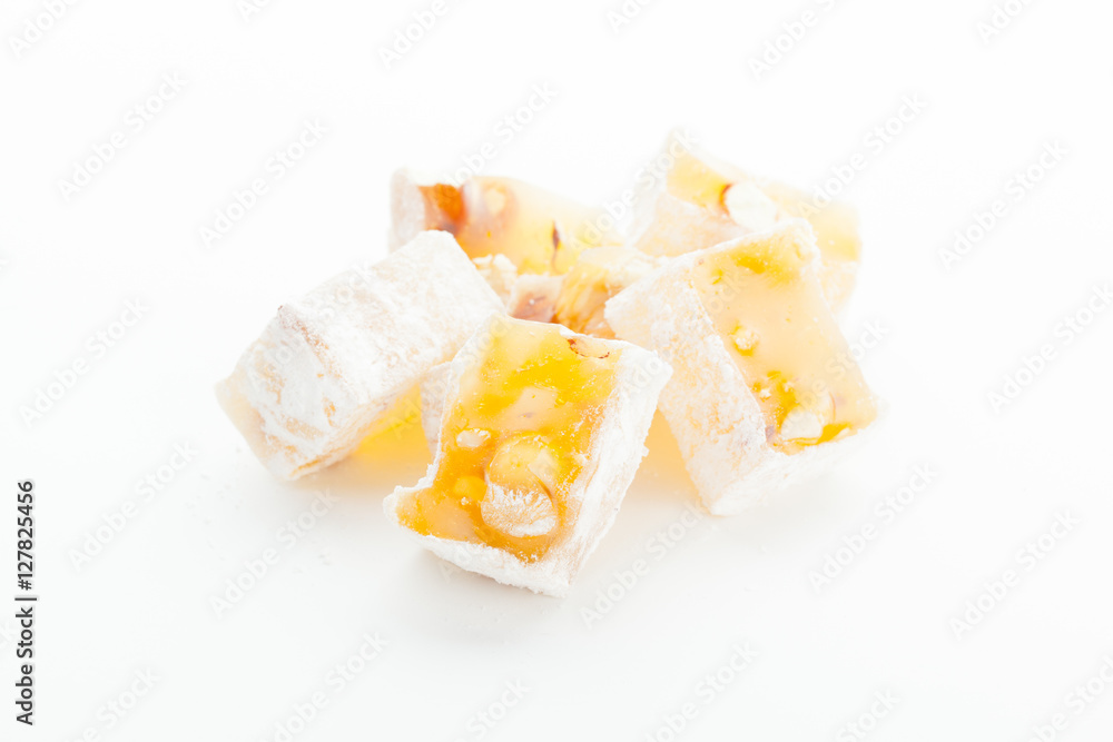 Tasty Turkish delight isolated on white Tasty Turkish delight isolated on white