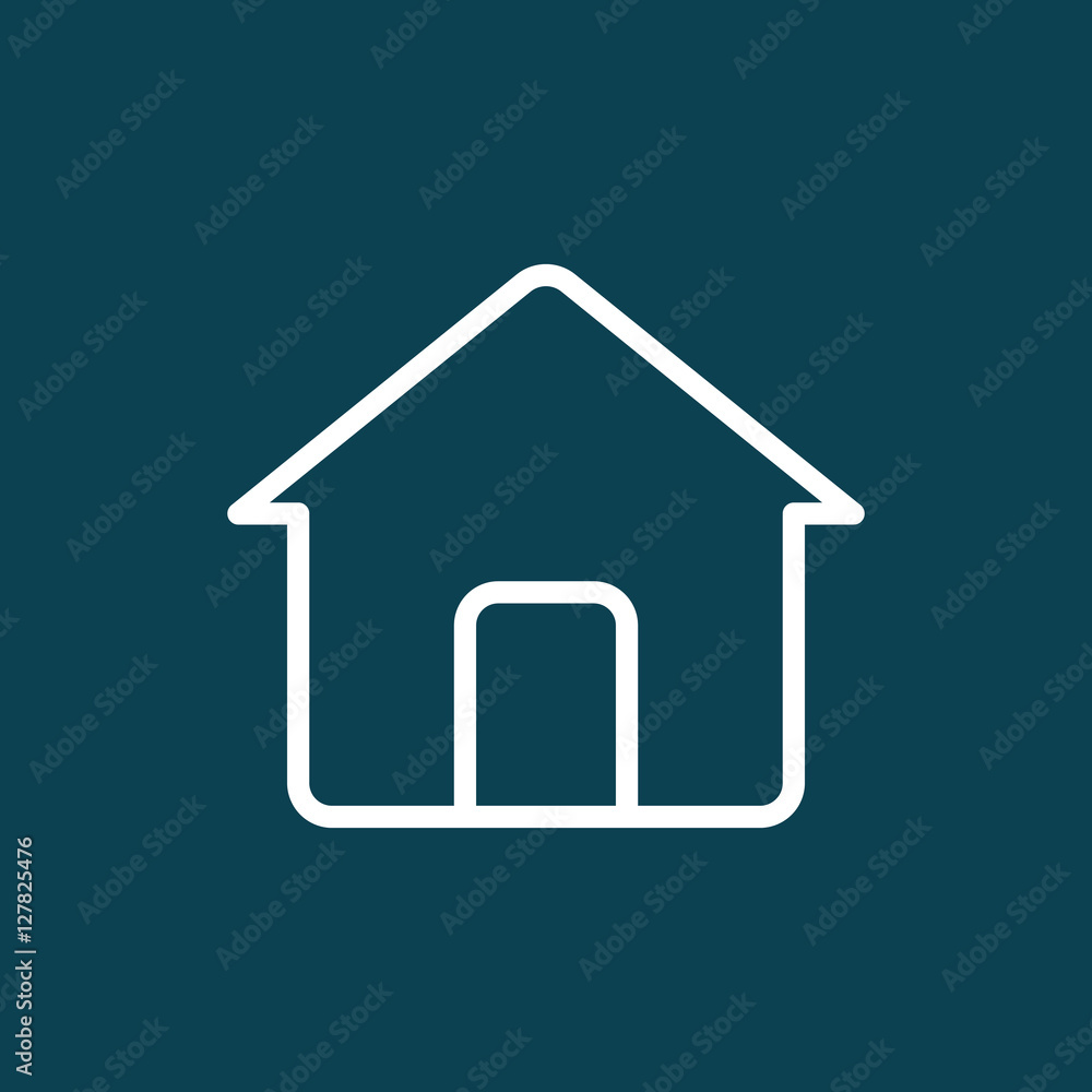 thin line home, house icon on blue background thin line home, house icon on blue background