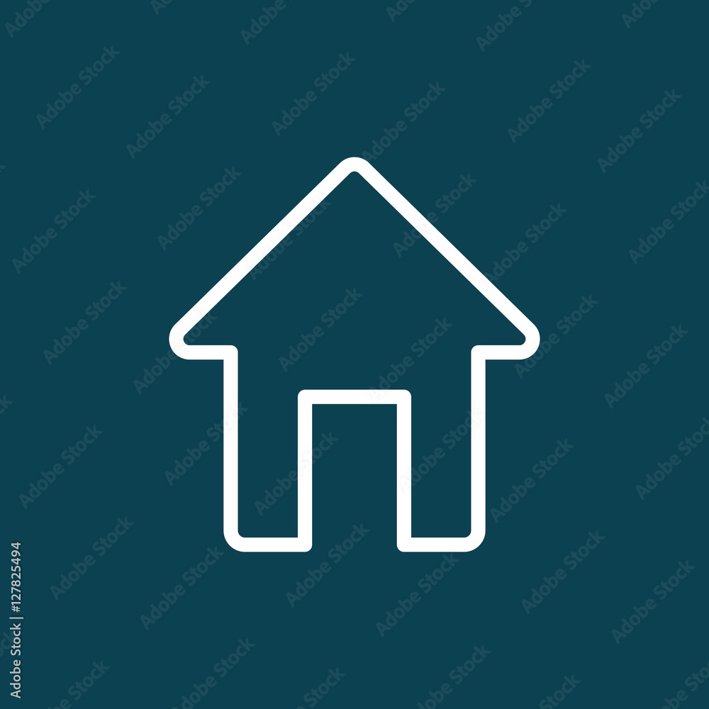 thin line home, house icon on blue background thin line home, house icon on blue background