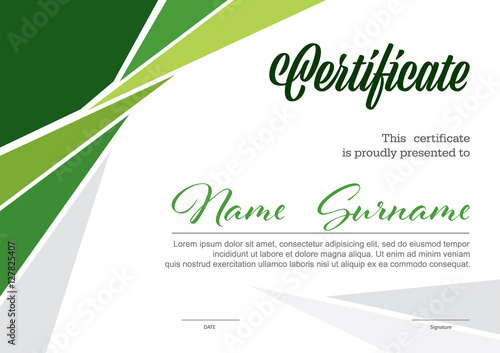 horizontal certificate template, diploma, vector