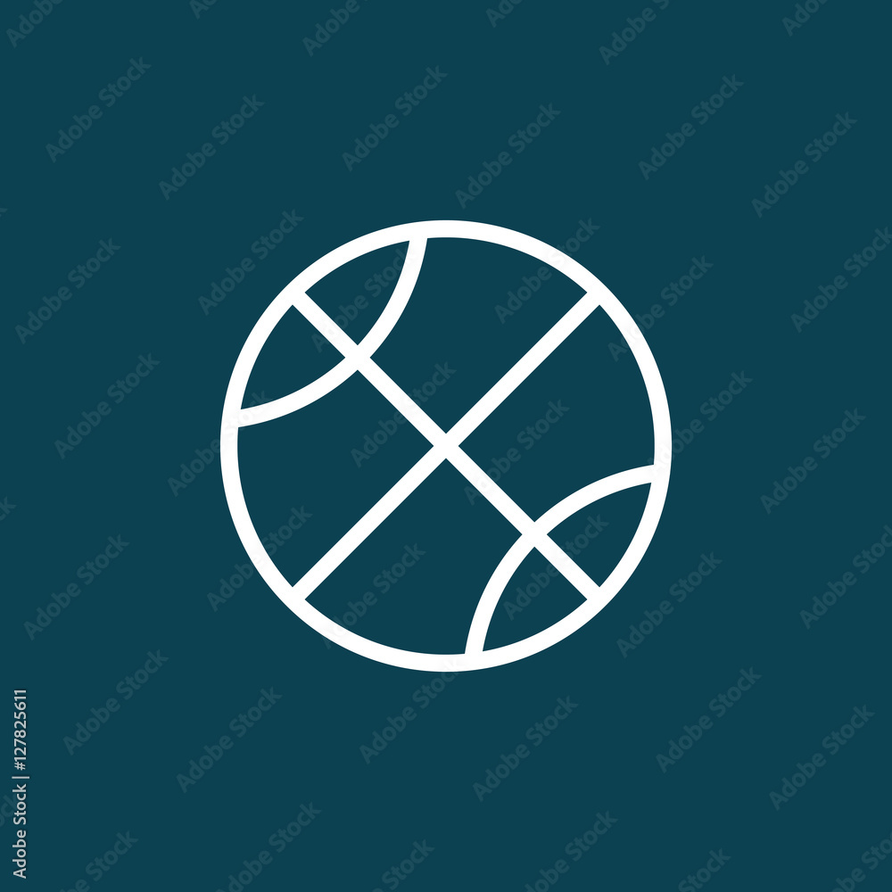 thin line basketball icon on blue background thin line basketball icon on blue background