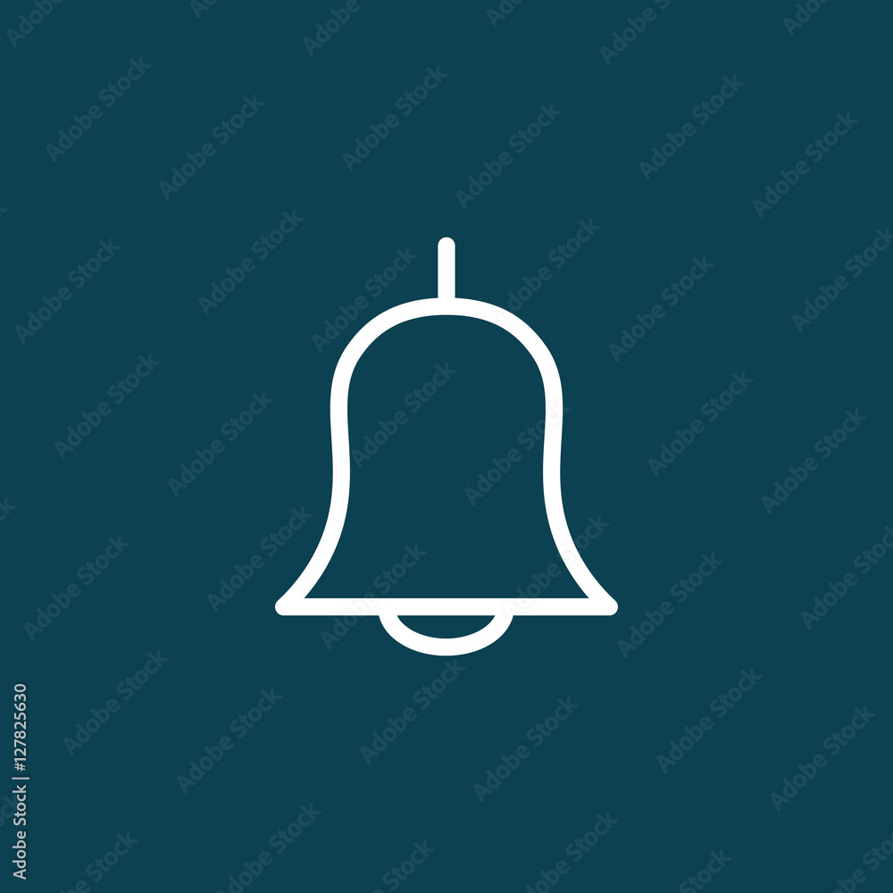 thin line bell icon on blue background thin line bell icon on blue background