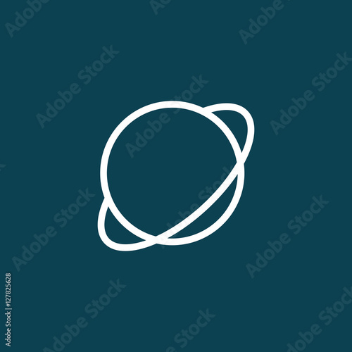 thin line planet saturn jupiter icon on blue background