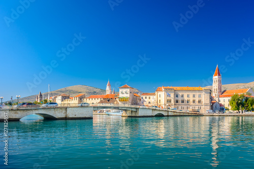 Waterfront coastal town Trogir. / Waterfront view at coastal town Trogir, famous touristic and historic place in Croatia, Europe.
