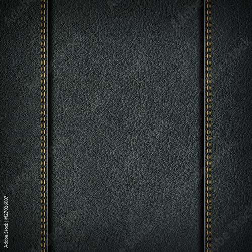 Texture of grey leather background with stitched seam, close-up. Texture for design.