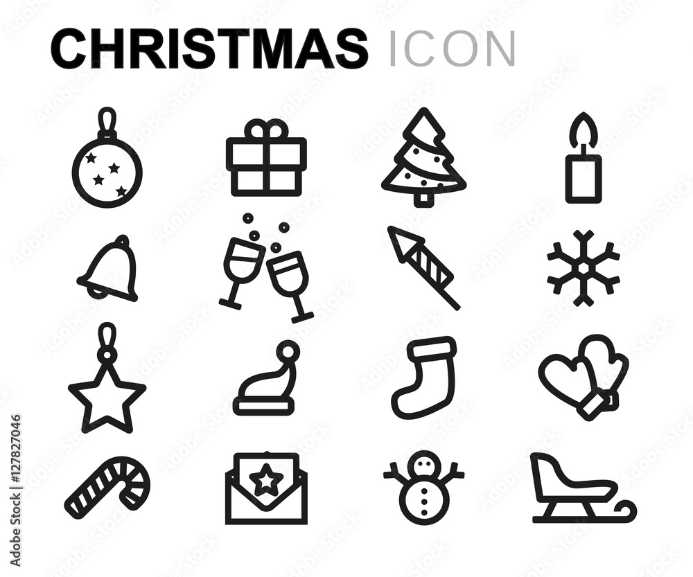 Vector line christmas icons set Vector line christmas icons set