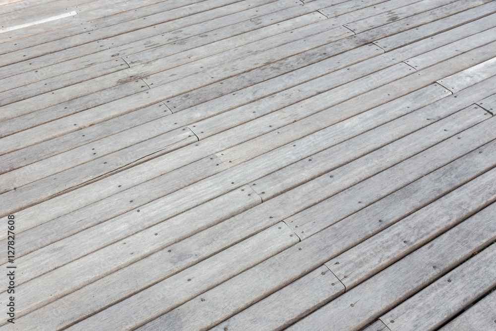 Old exterior wooden decking or flooring on the terrace