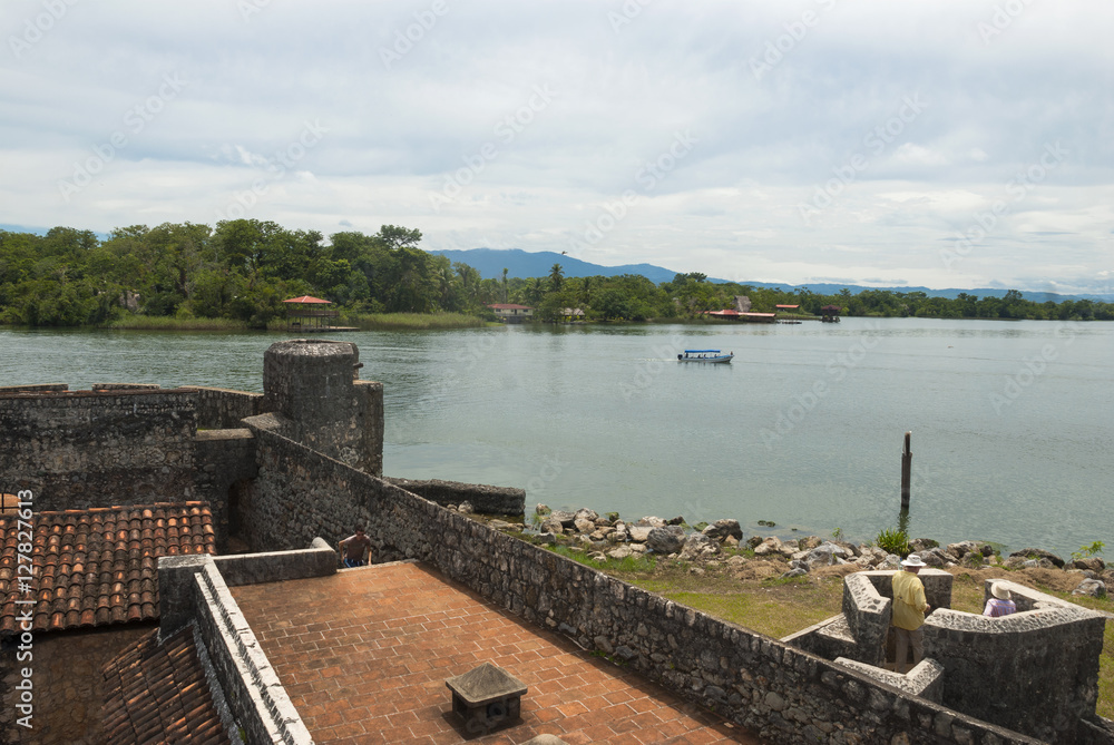 Spanish colonial fort at the entrance to Lake Izabal in eastern Guatemala, Castillo de San Felipe.