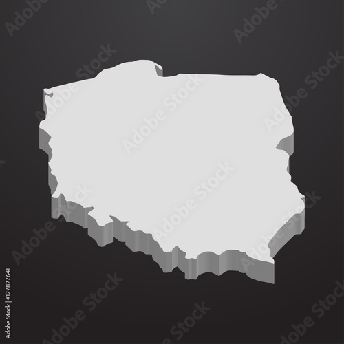 Poland map in gray on a black background 3d
