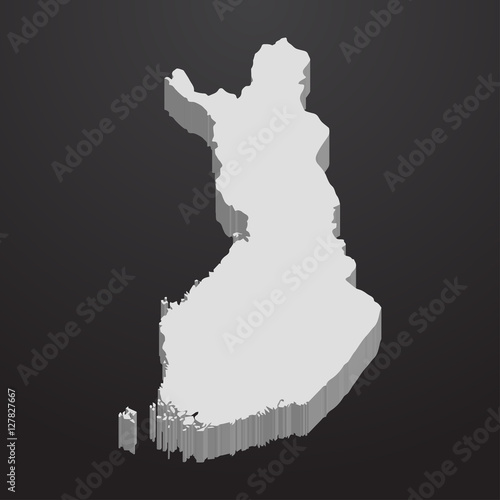 Finland map in gray on a black background 3d