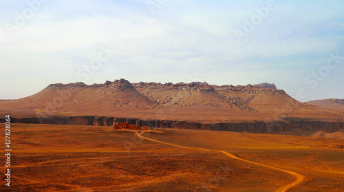 Panorama of Amojjar Pass and ruins of Saganne fort, Adrar, Mauritania