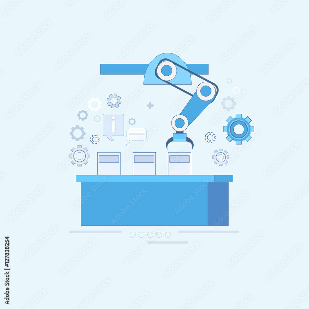 Smart Conveyor Industrial Automation Industry Production Web Banner Thin Line Vector Illustration Smart Conveyor Industrial Automation Industry Production Web Banner Thin Line Vector Illustration