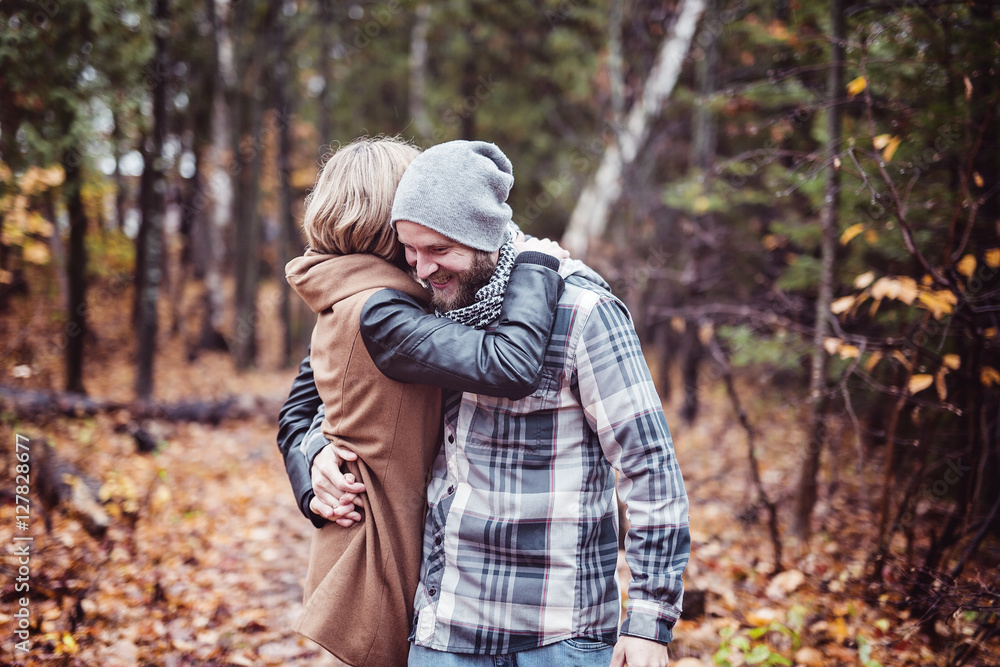 Couple in the autumn park Couple in the autumn park