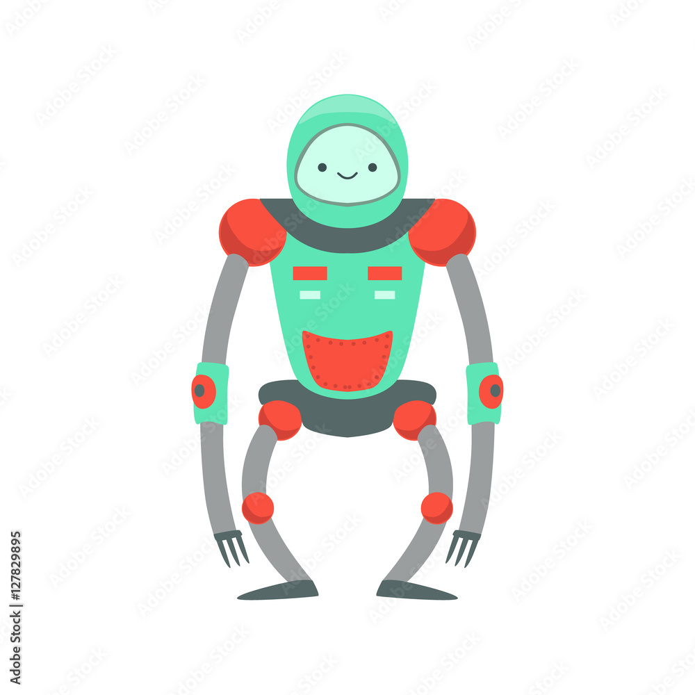 Green And Red Ape Like Friendly Android Robot Character Vector Cartoon Illustration Green And Red Ape Like Friendly Android Robot Character Vector Cartoon Illustration