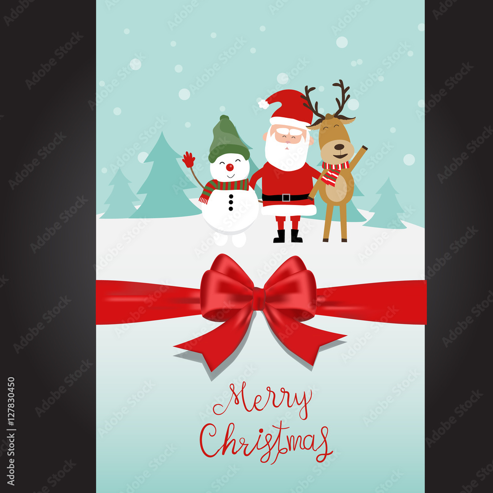 Merry christmas santa claus snow man and reindeer hand lettering Merry christmas santa claus snow man and reindeer hand lettering