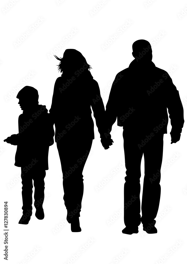 Families with child on white background
